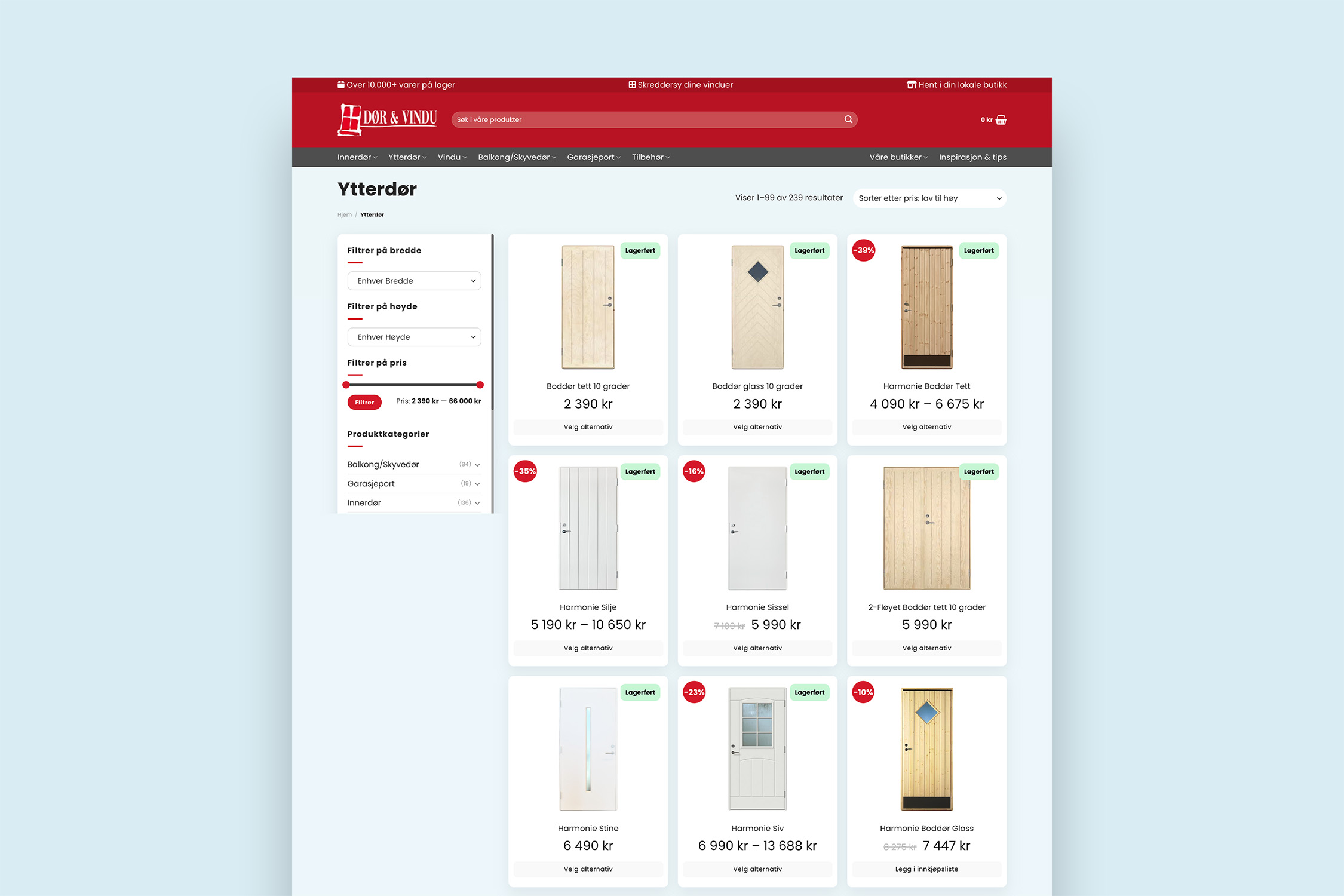 Dør & Vindu nettbutikk mockup